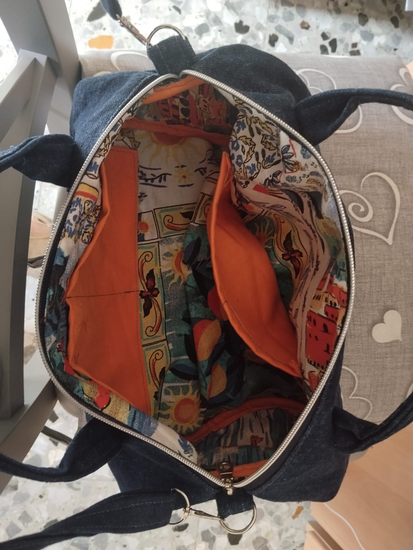 borsa cilindro in denim