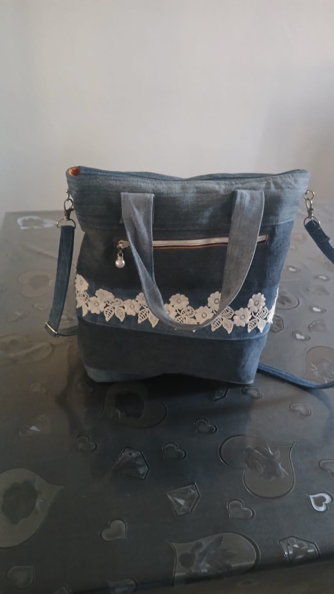 Borsa merletto in jeans