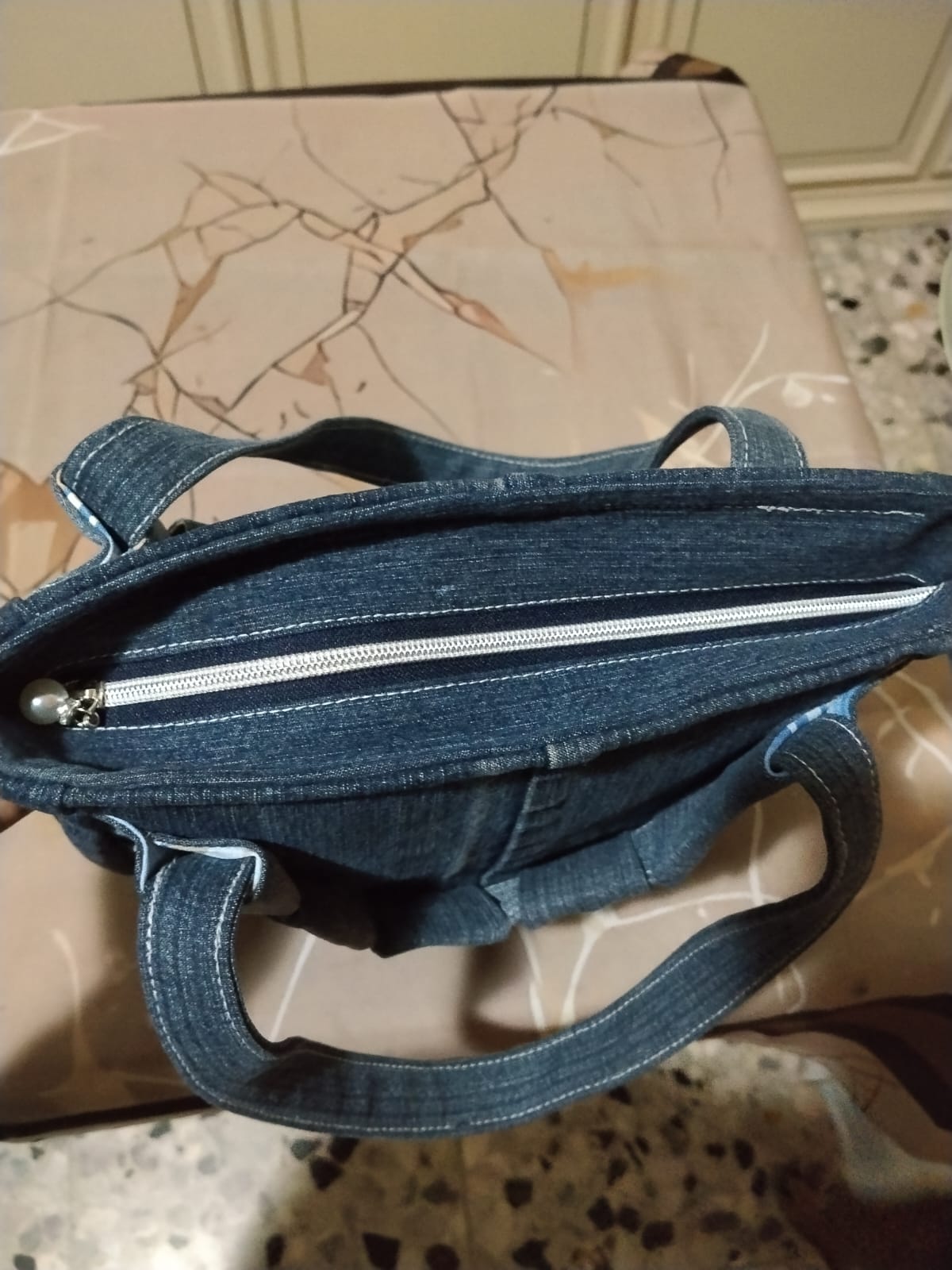 Borsa mosaico blu denim