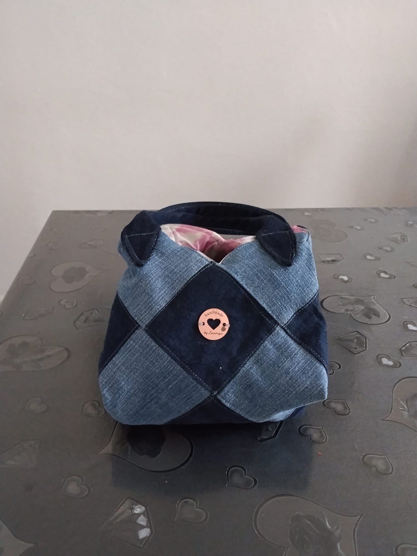 borsa scacchi in denim