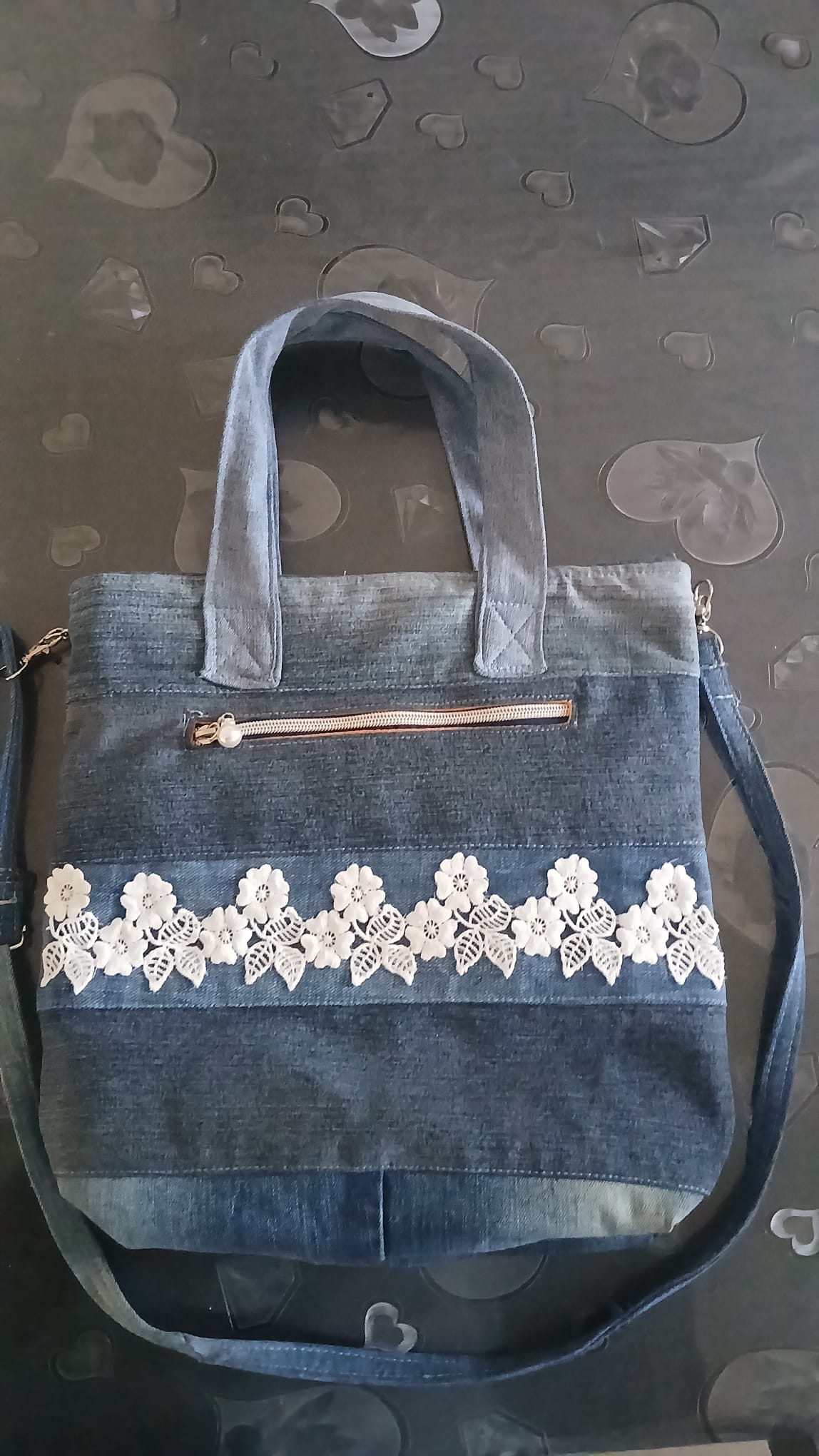 Borsa merletto in jeans