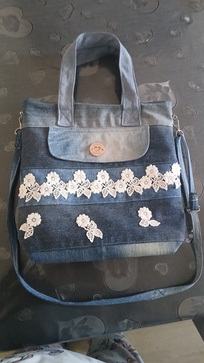Borsa merletto in jeans