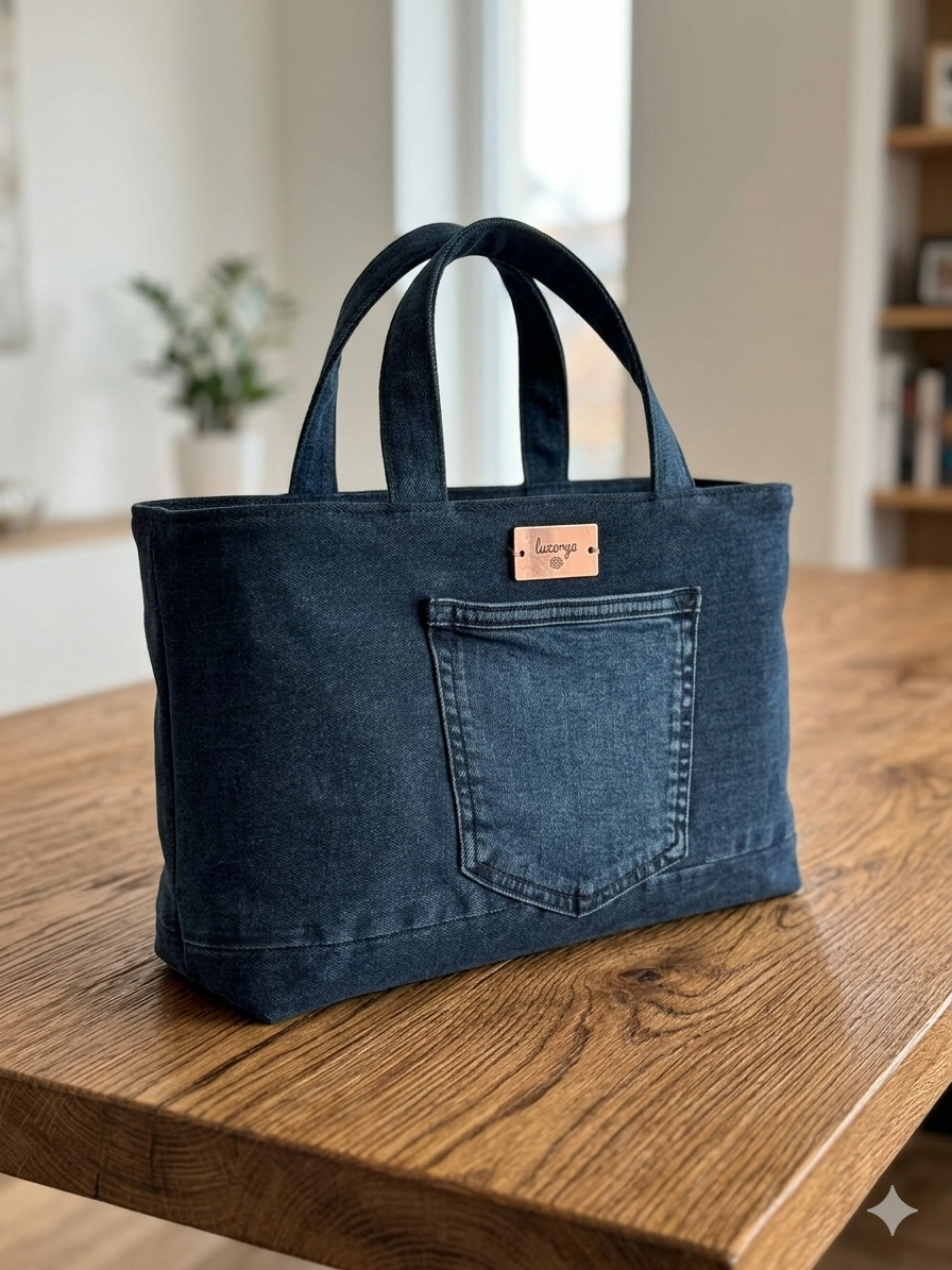 Borsa bauletto  in denim scura