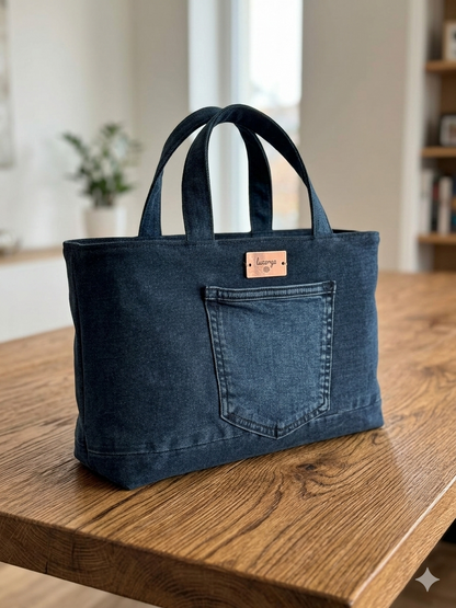 Borsa bauletto  in denim scura