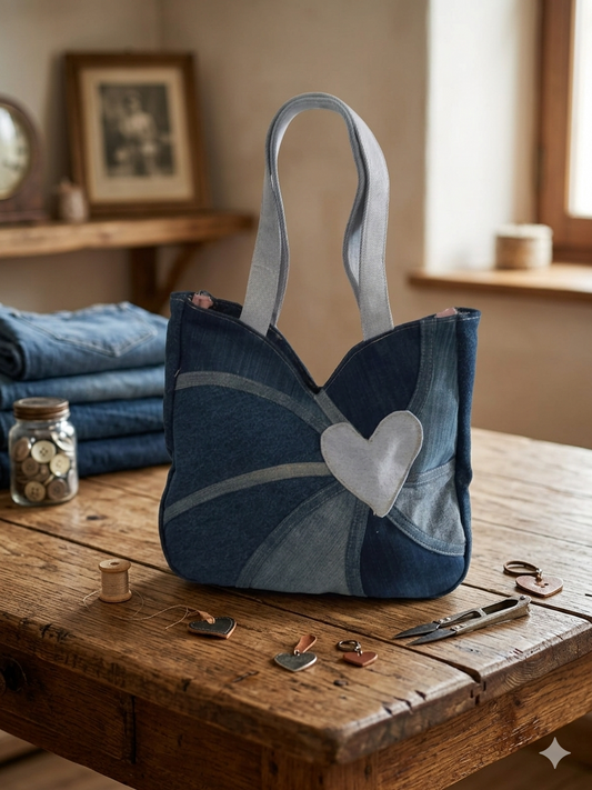 Borsa Cuore in denim