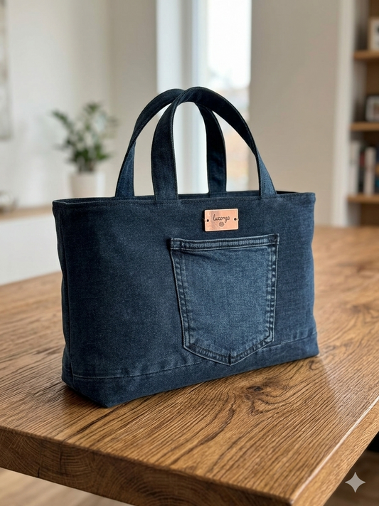 Borsa in denim scura