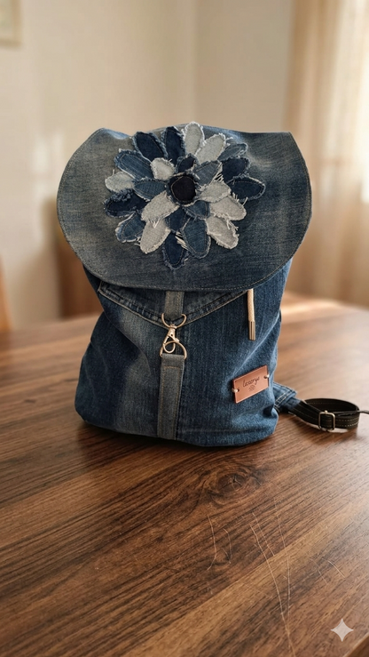 Zaino fiore in denim