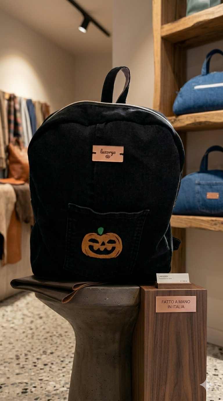 Zaino in jeans nero