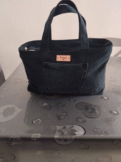 Borsa bauletto  in denim scura