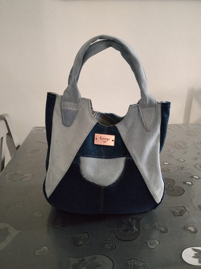 Borsa bicolore in denim