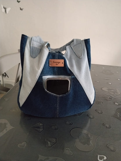 Borsa bicolore in denim