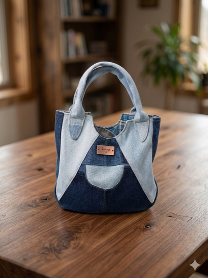 Borsa bicolore in denim