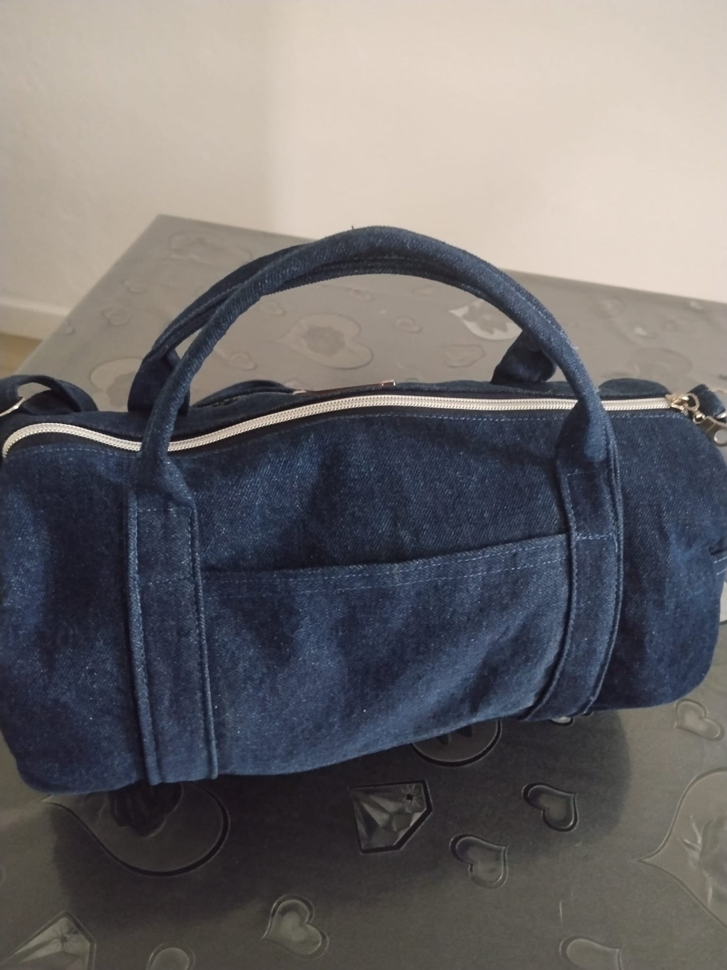 borsa cilindro in denim