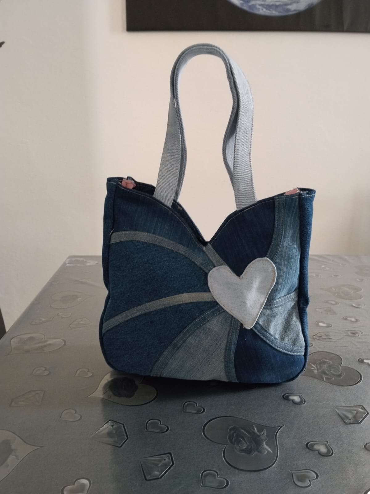 Borsa Cuore in denim