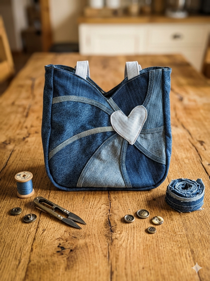 Borsa Cuore in denim
