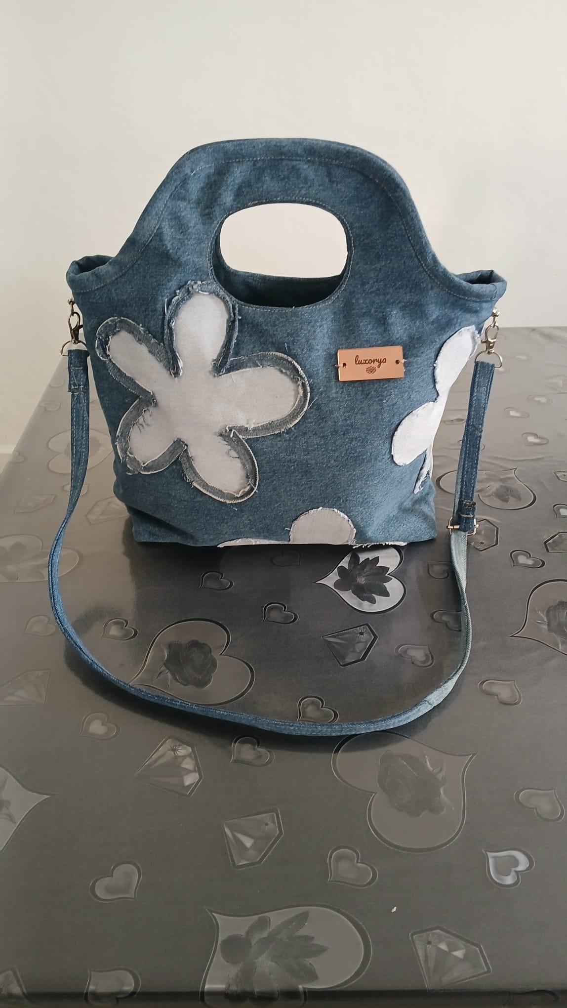 Borsa fiore in denim