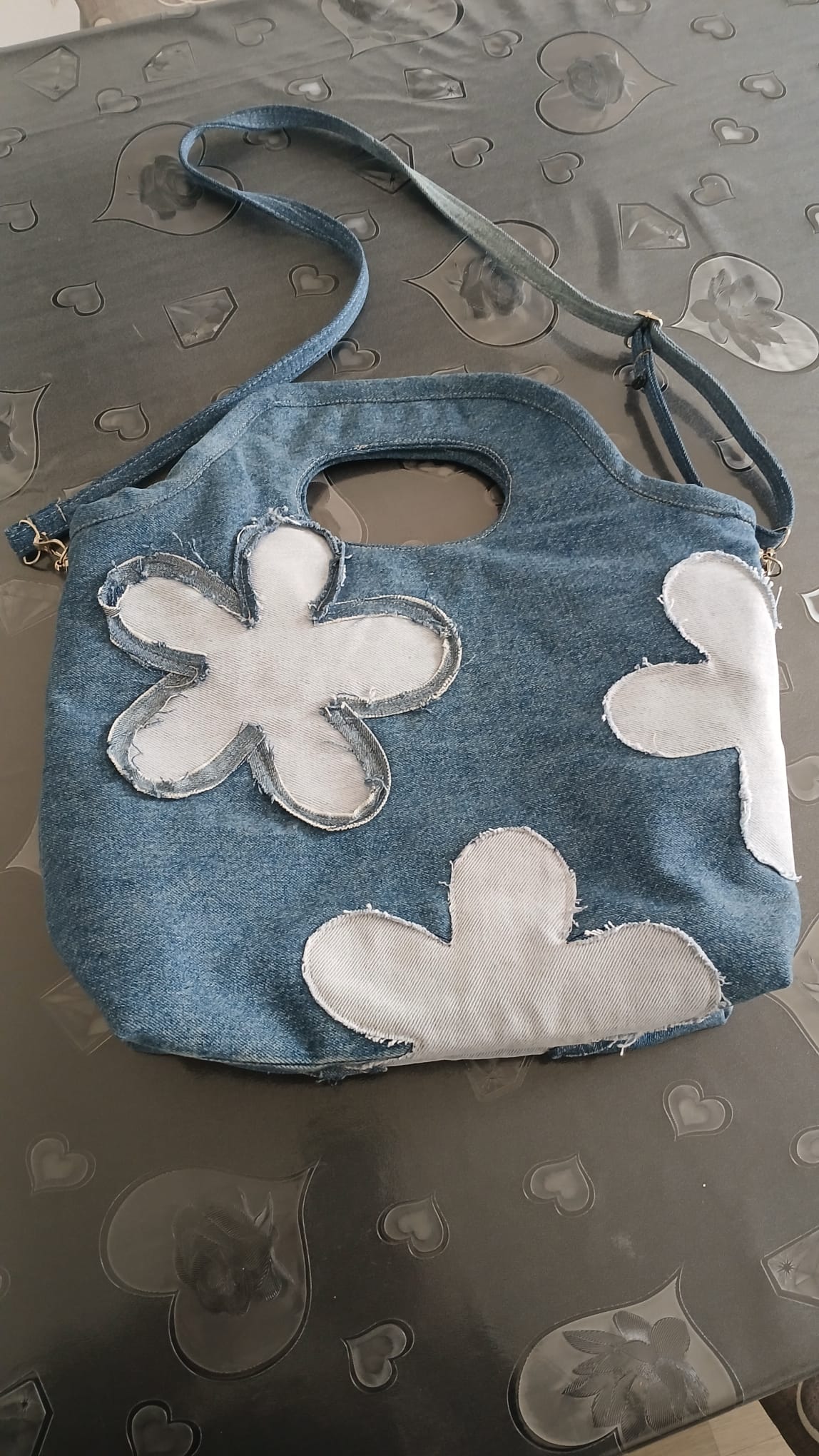 Borsa fiore in denim
