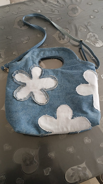 Borsa fiore in denim