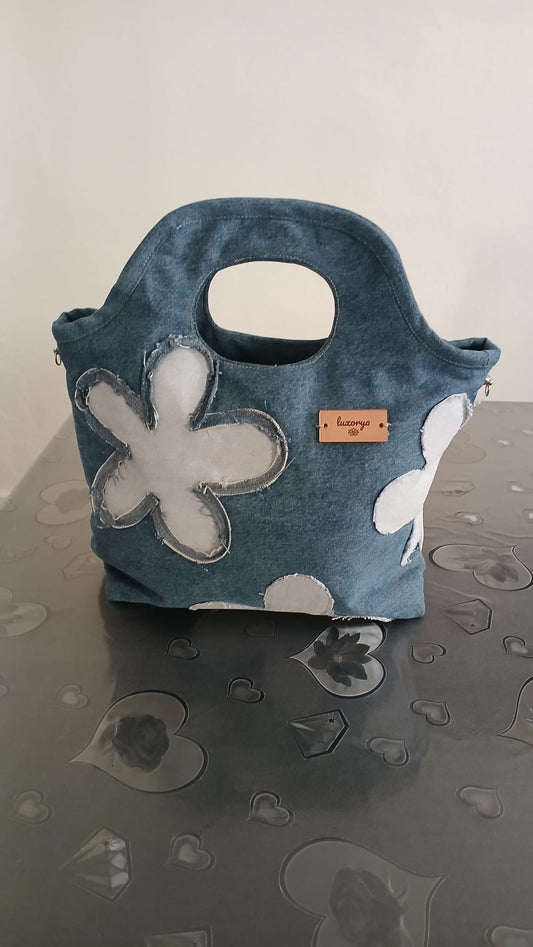 Borsa fiore in denim