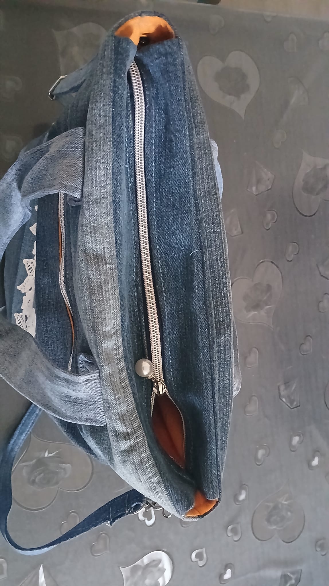 Borsa merletto in jeans