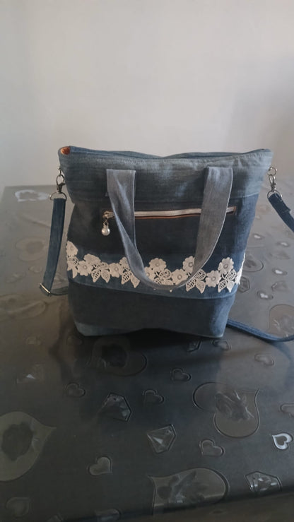 Borsa merletto in jeans