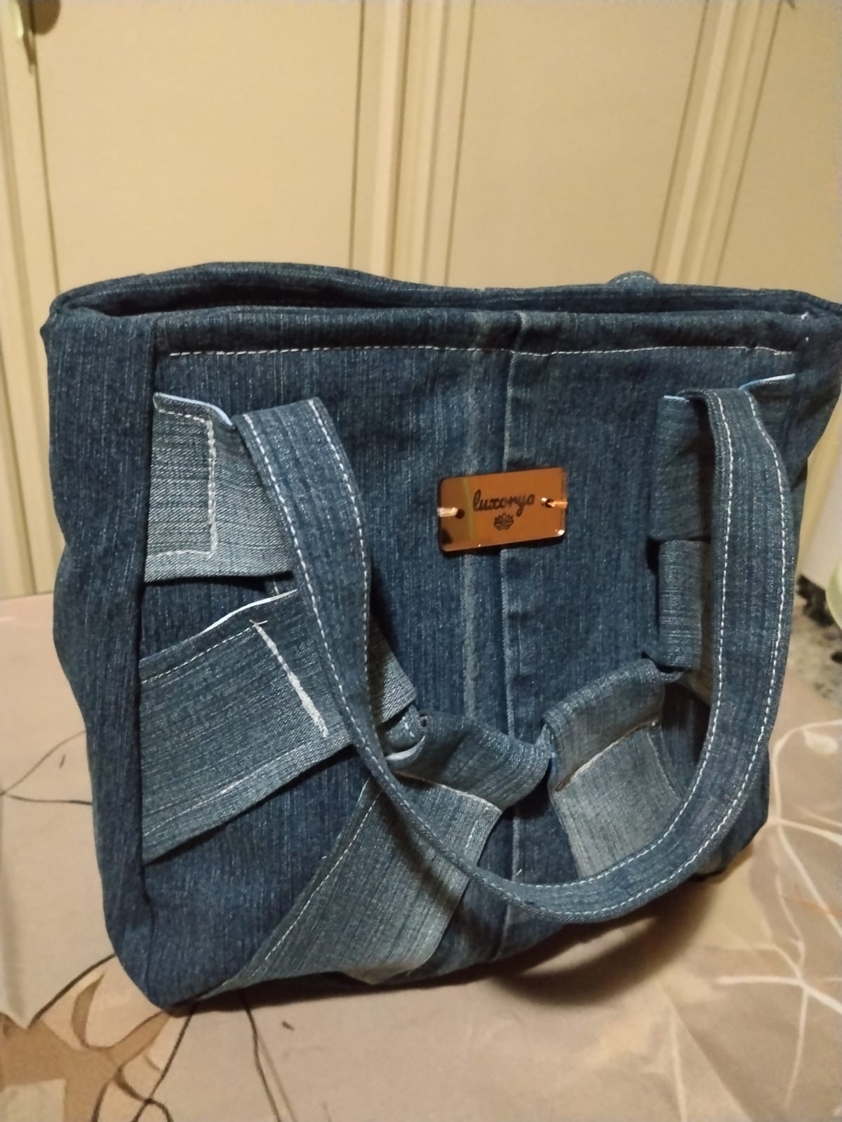 Borsa mosaico blu denim