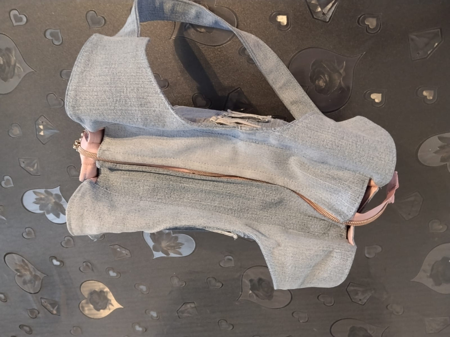 borsa in denim con passanti