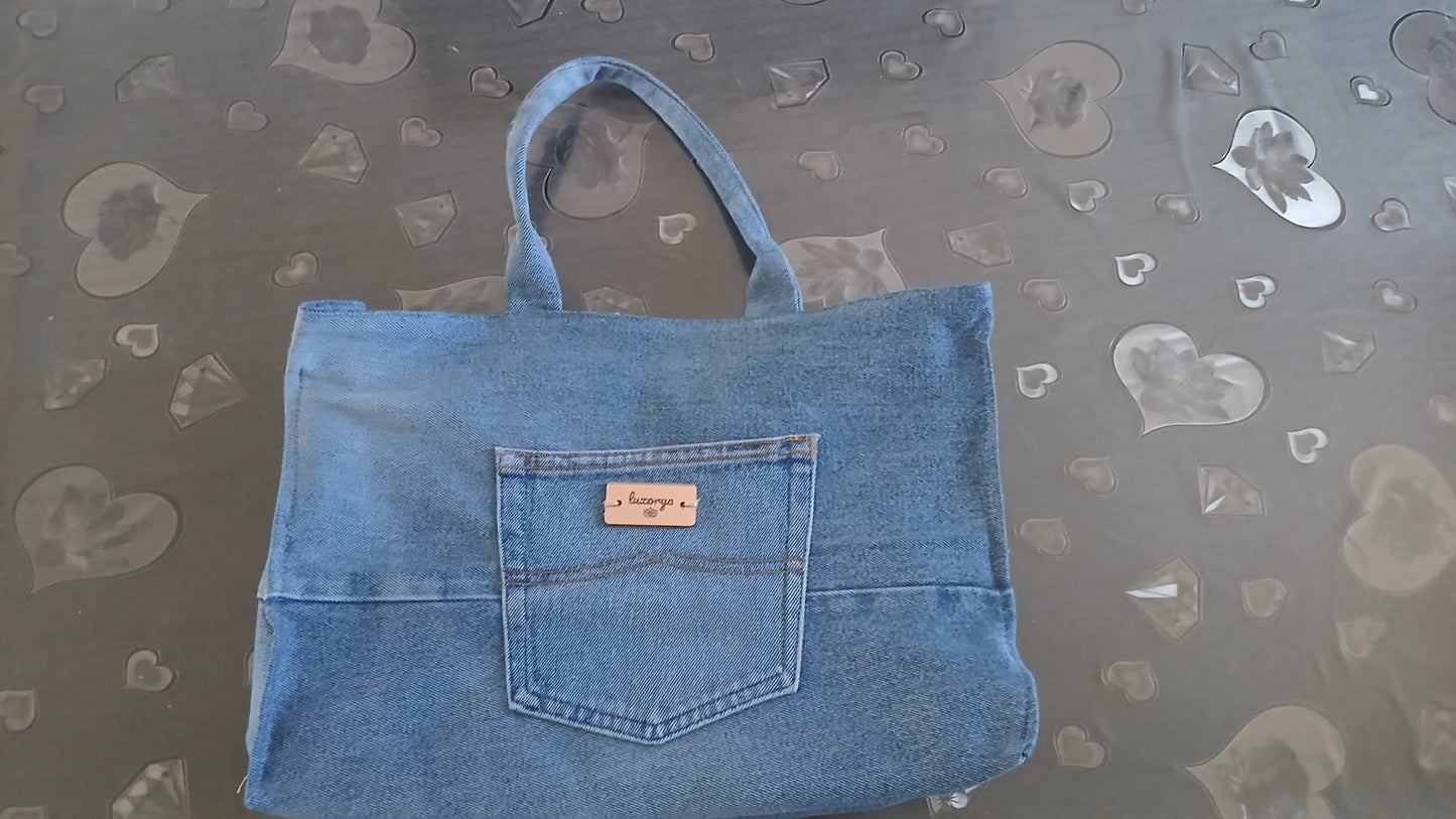 borsa super capiente in denim riciclato