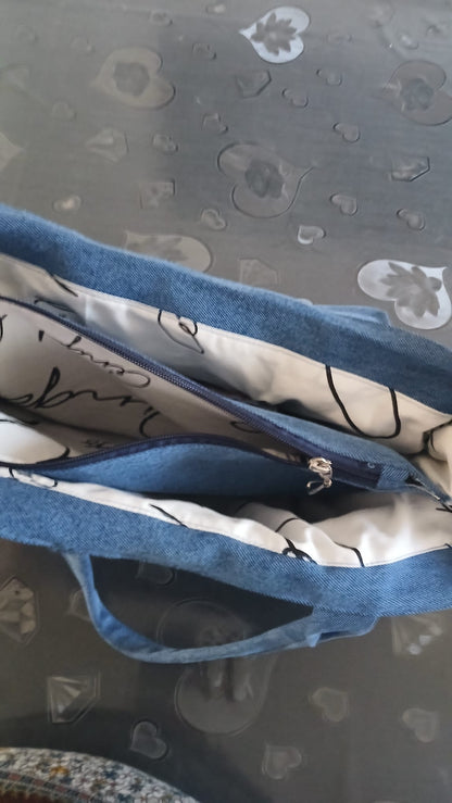borsa super capiente in denim riciclato