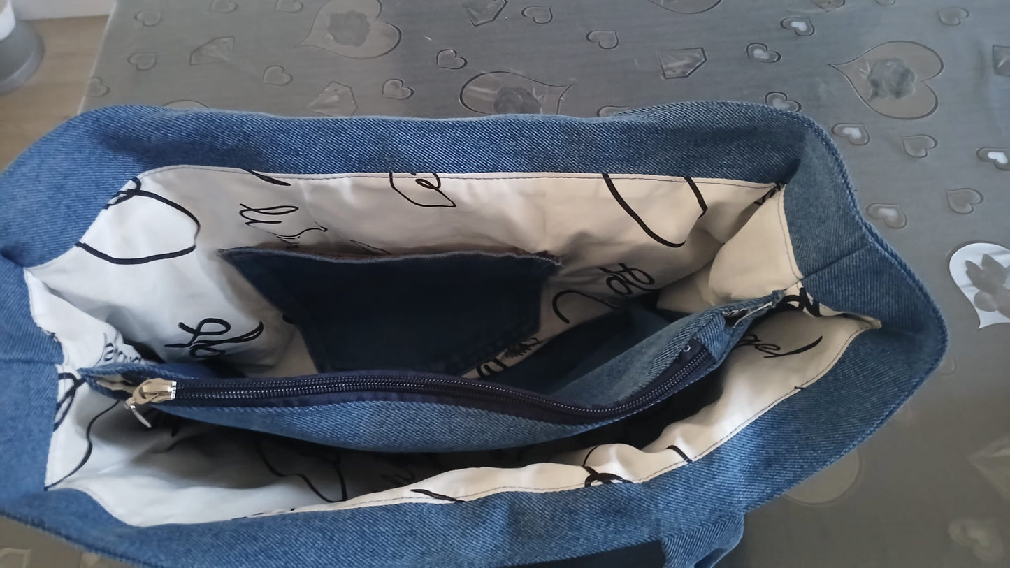 borsa super capiente in denim riciclato