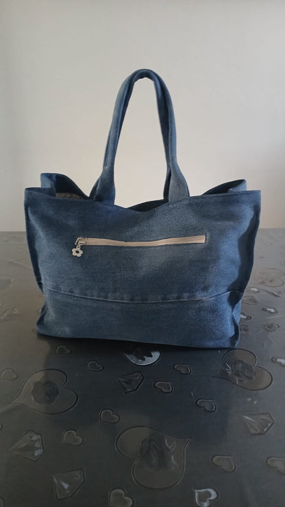 borsa super capiente in denim riciclato