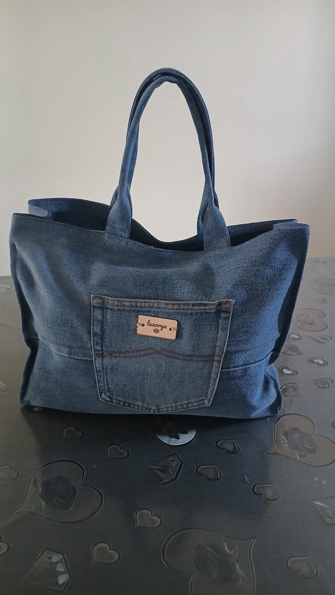 borsa super capiente in denim riciclato