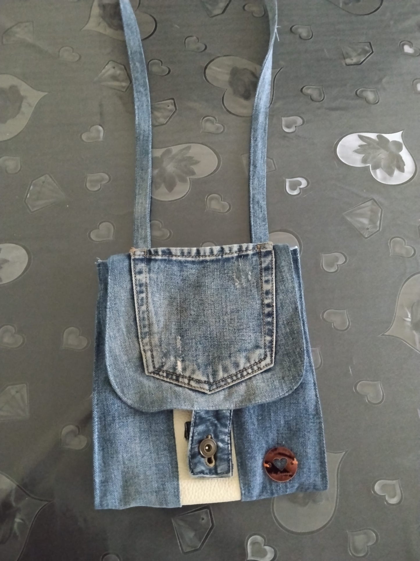 Borsa a tracolla "Denim & Cuore" – Pezzo unico artigianale