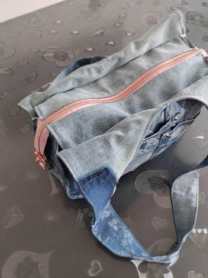borsa in jeans fiore