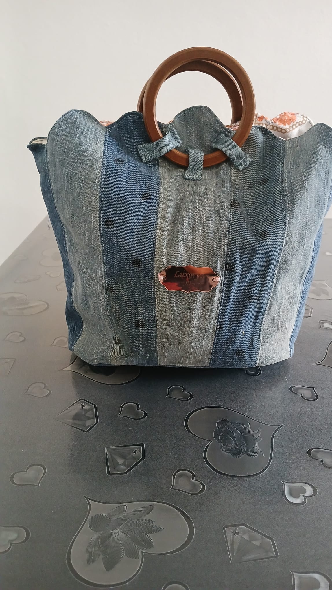 borsa jeans a ventaglio