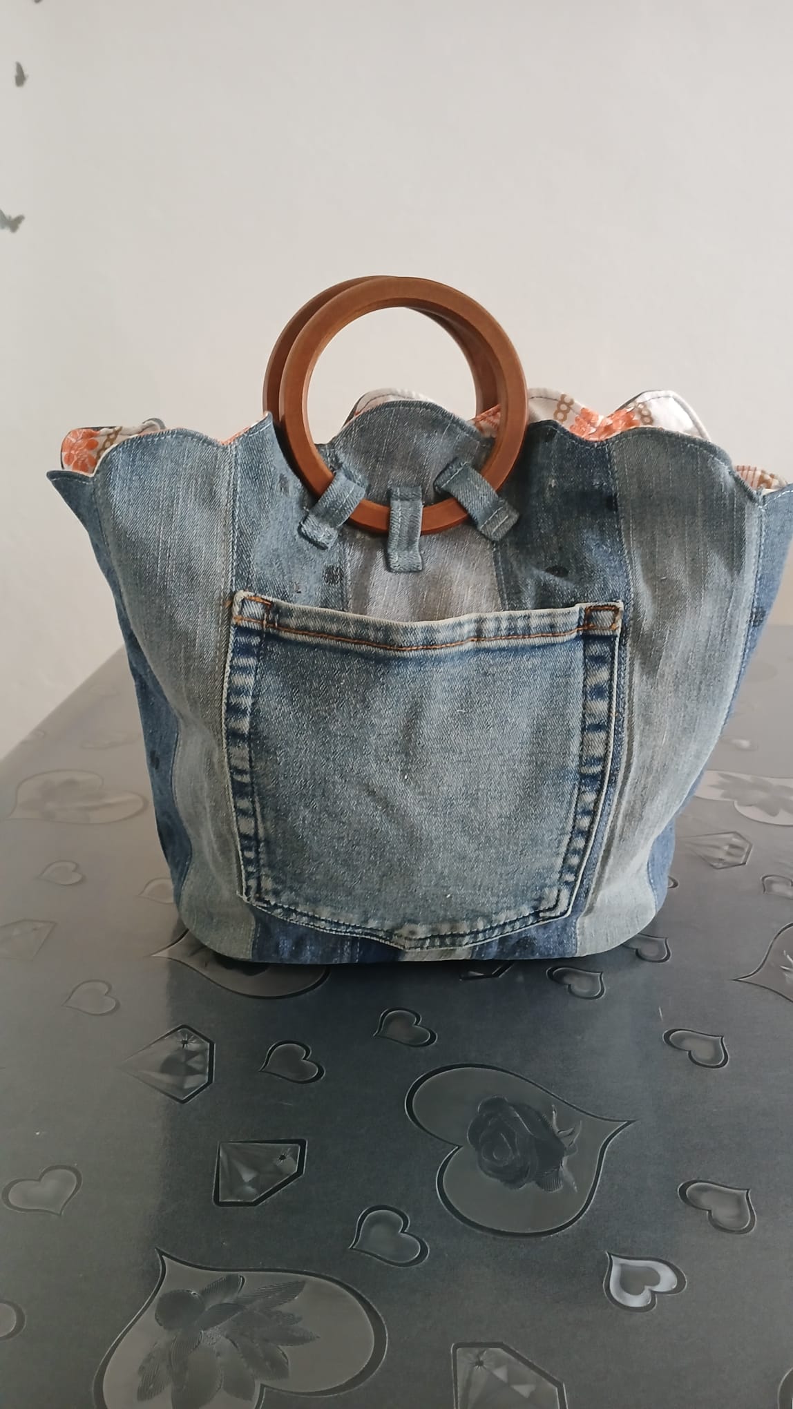 borsa jeans a ventaglio