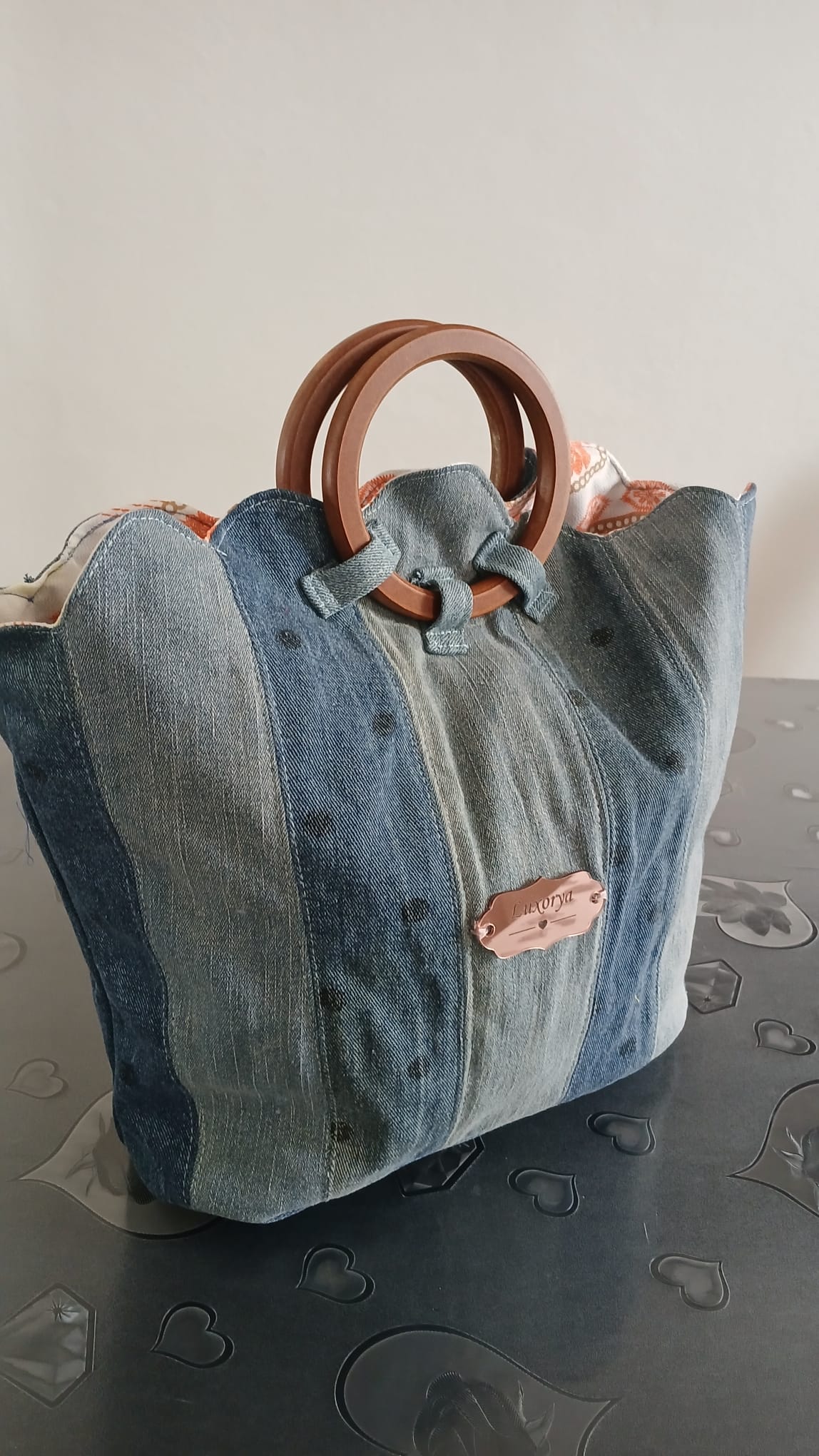 borsa jeans a ventaglio