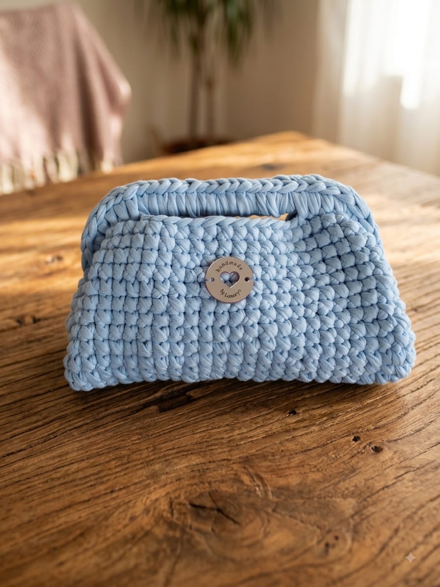 borsa clutch celeste