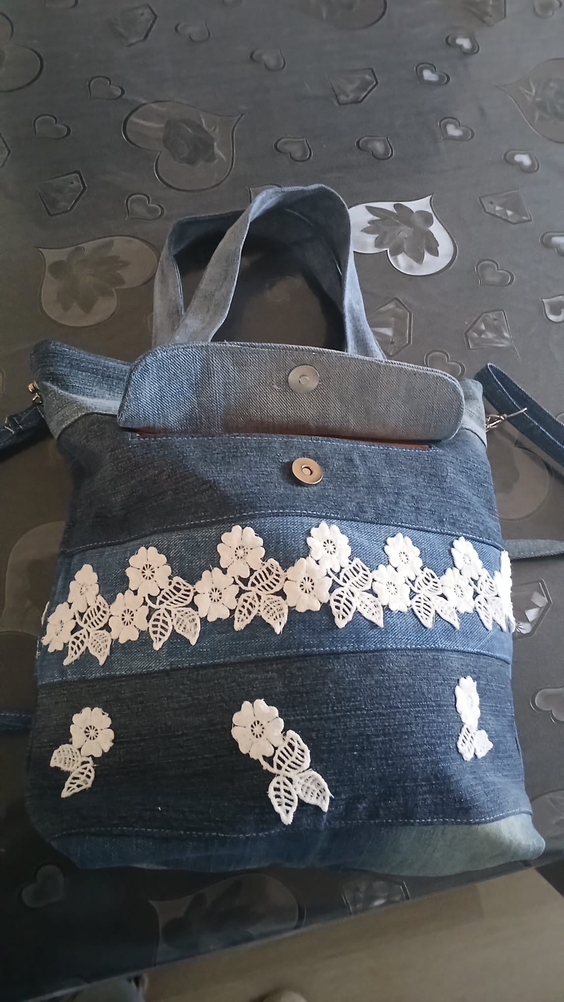 Borsa merletto in jeans