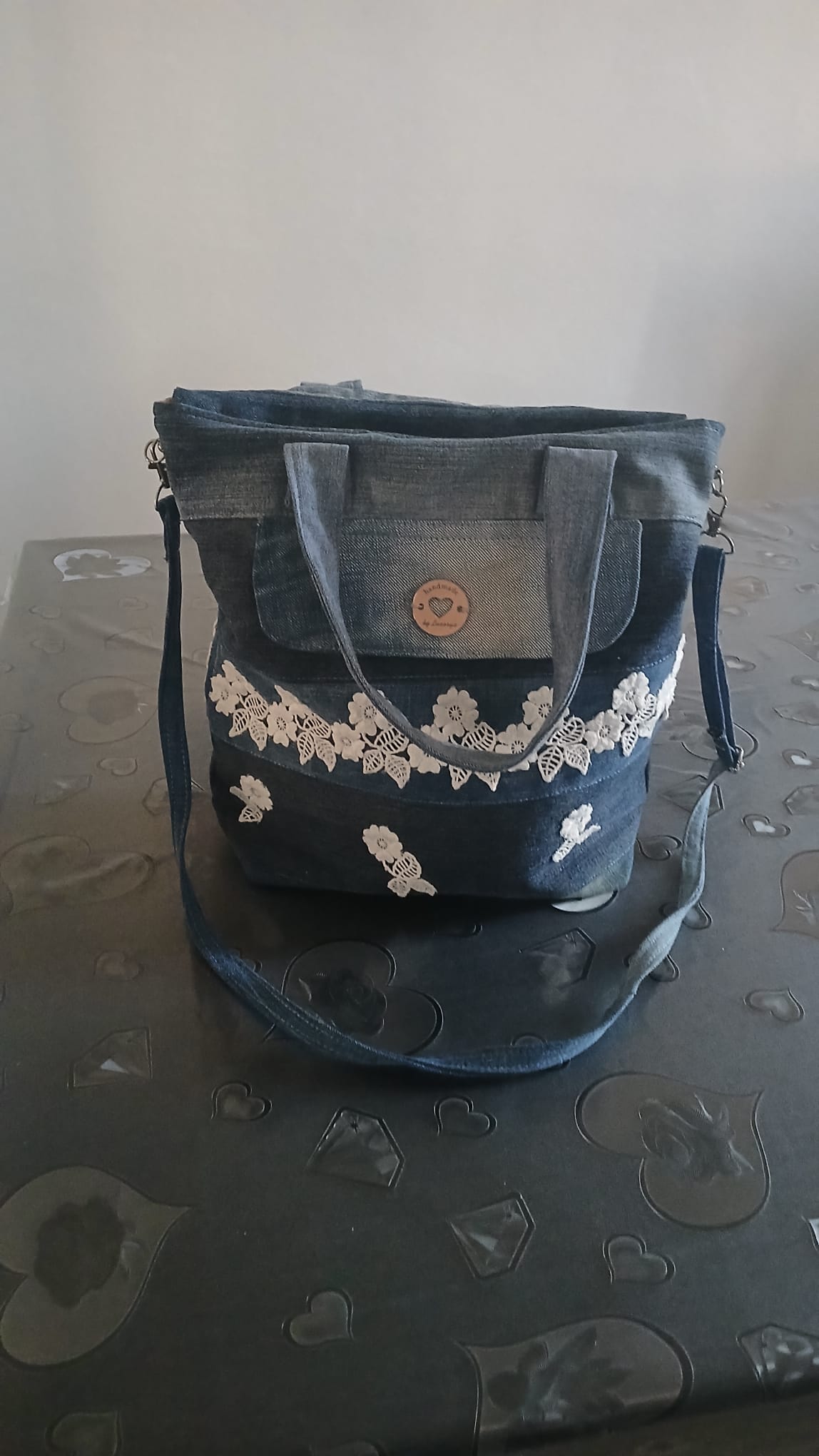 Borsa merletto in jeans