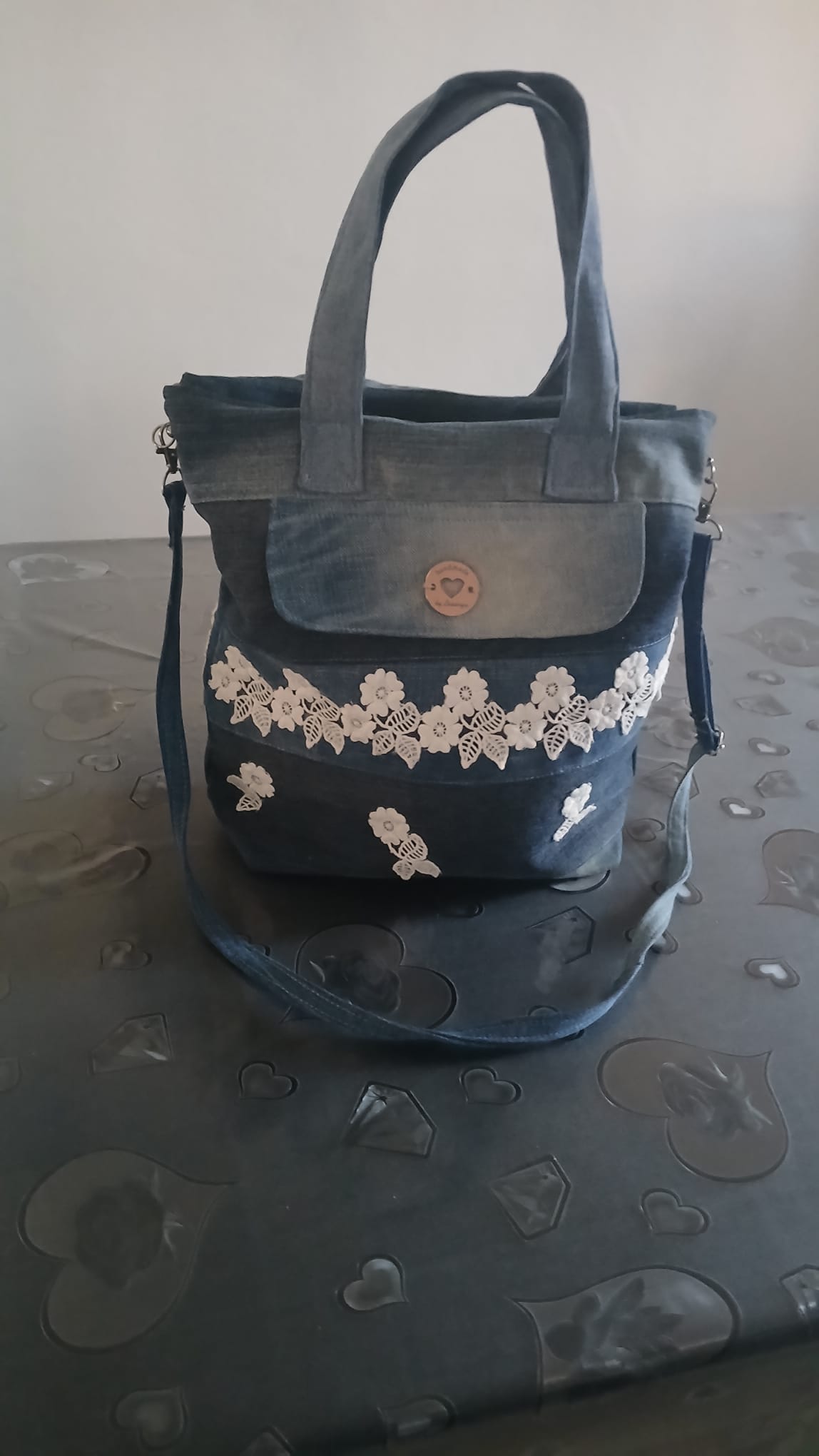 Borsa merletto in jeans