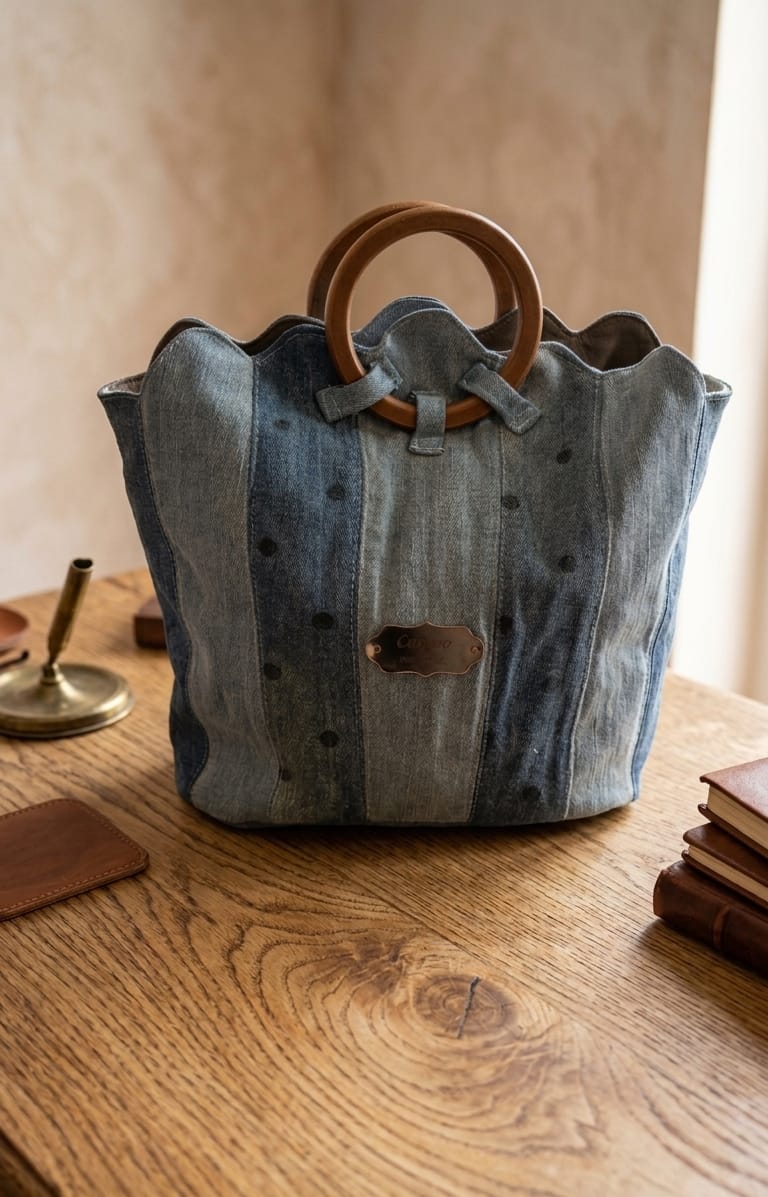 borsa jeans a ventaglio