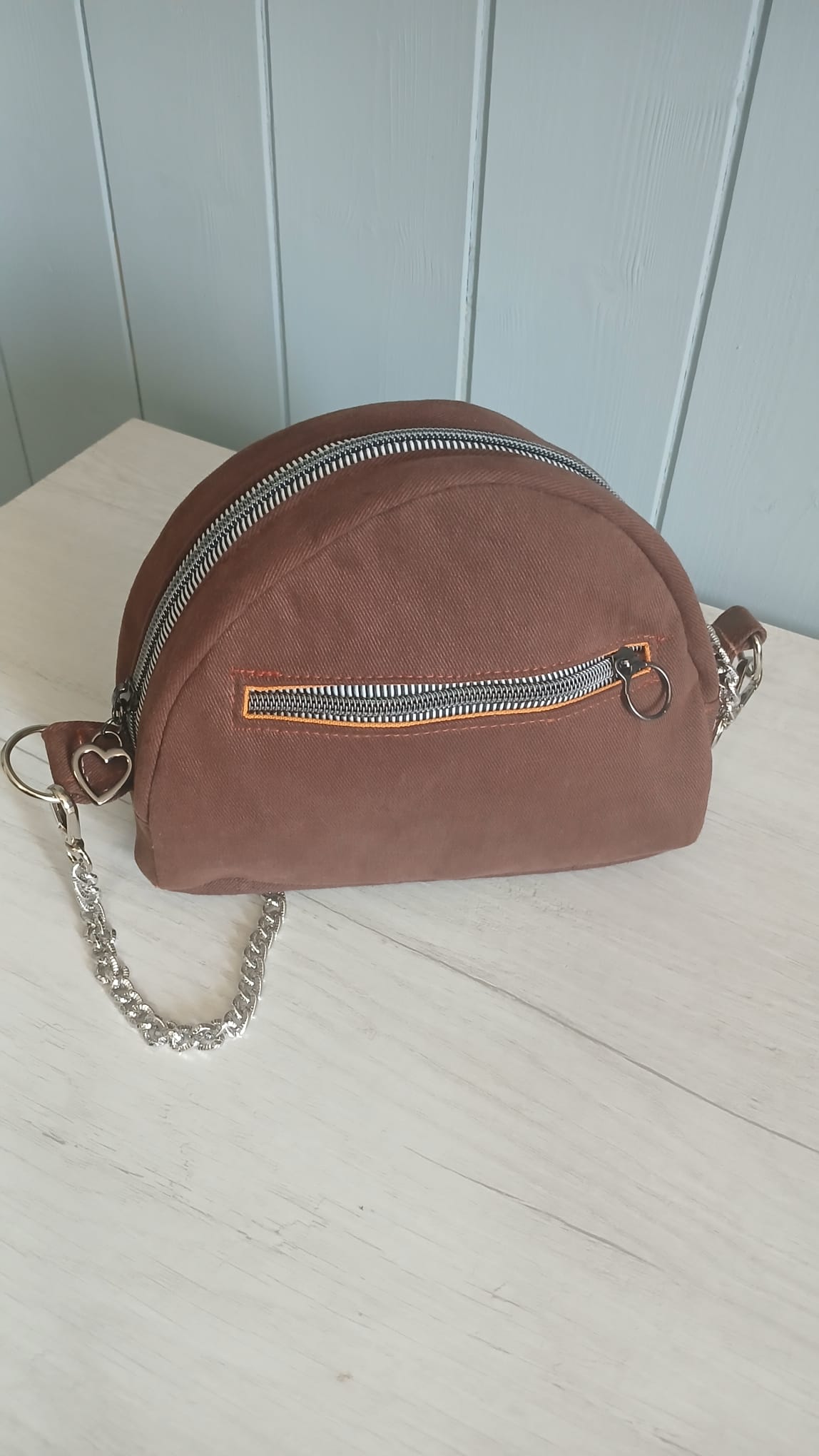 borsetta piccola in jeans marrone