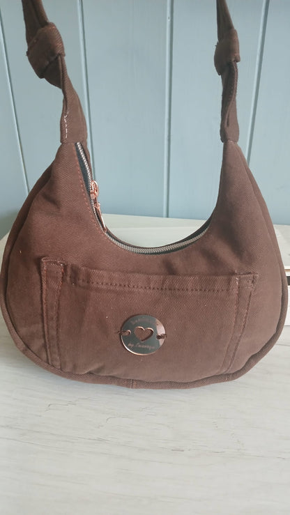 borsetta in jeans marrone