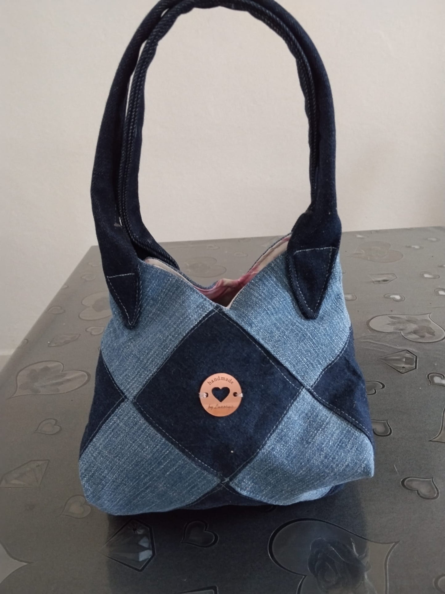borsa scacchi in denim