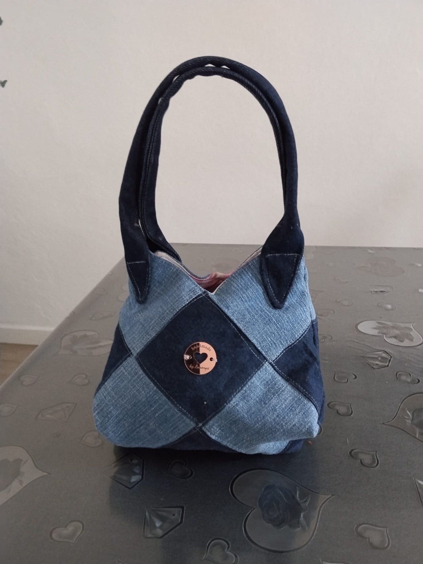 borsa scacchi in denim
