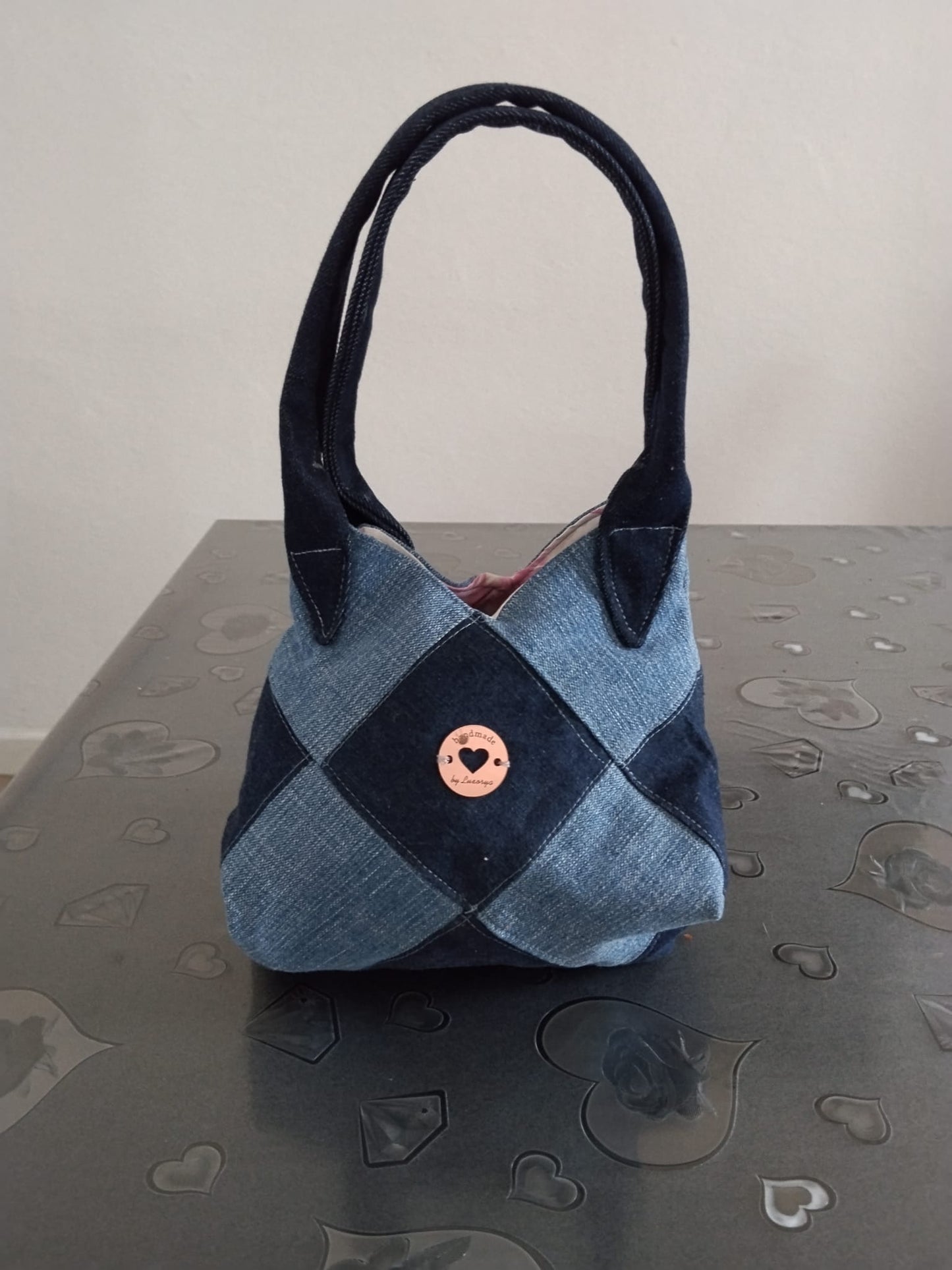 borsa scacchi in denim