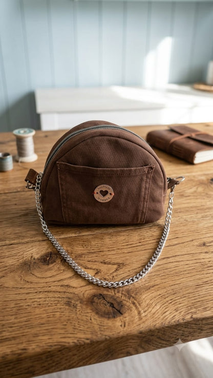 borsetta piccola in jeans marrone