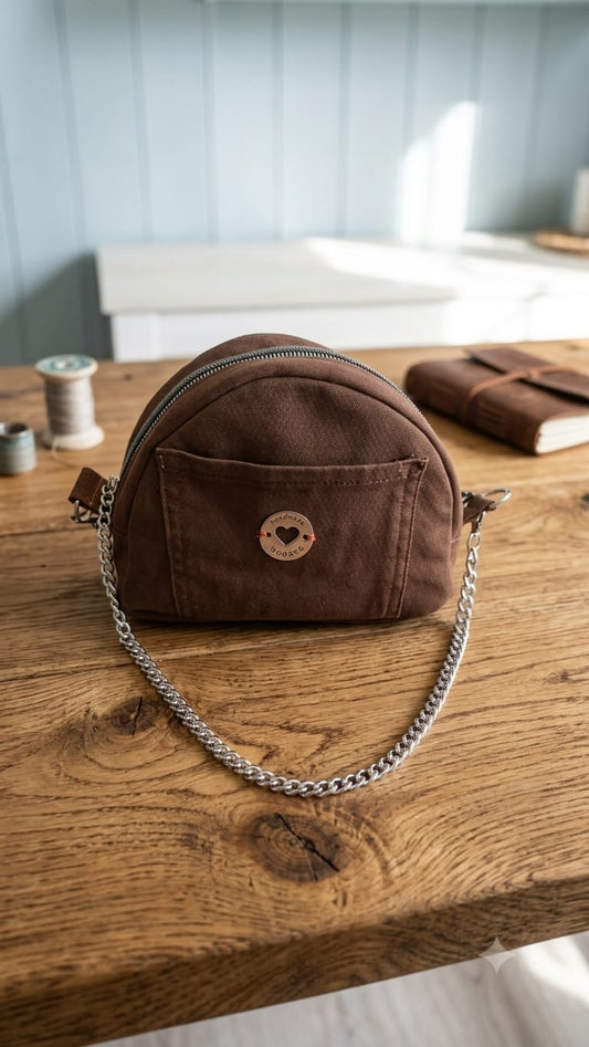 borsetta piccola in jeans marrone