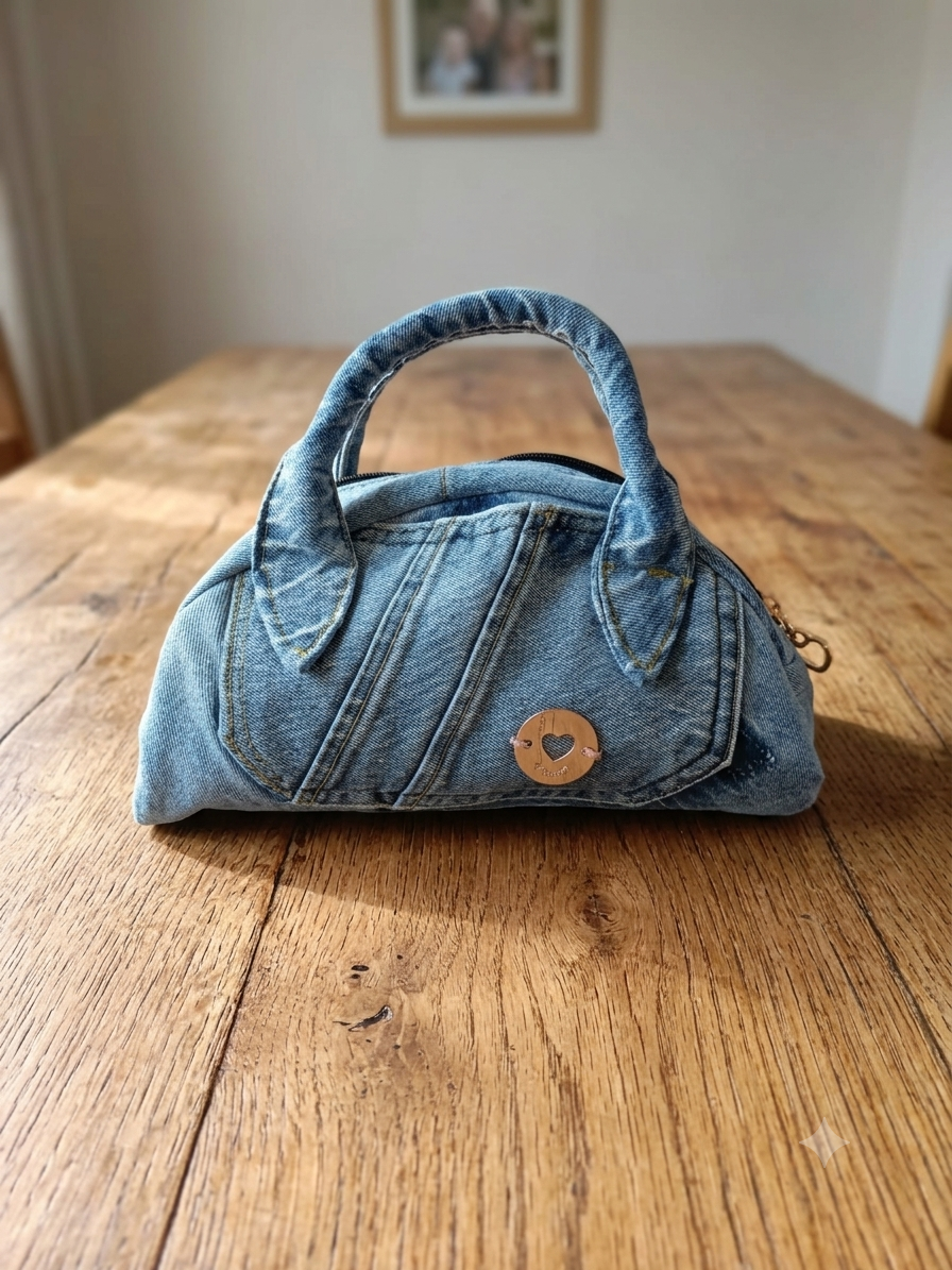 borsetta in denim riciclato
